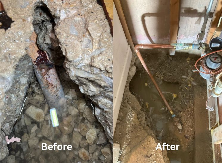 before and after water line services