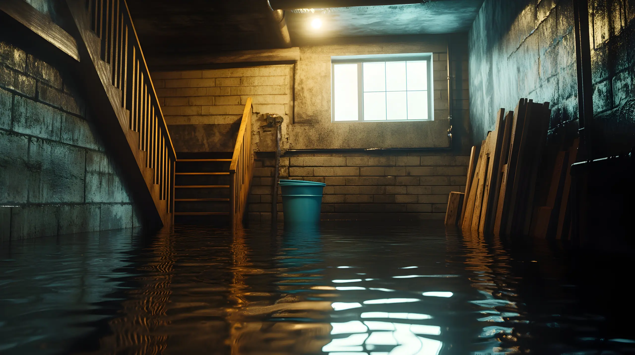 flooded basement in winter